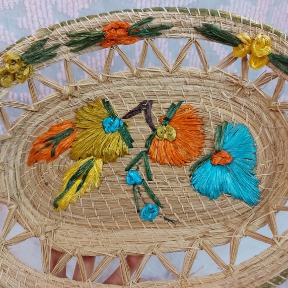 Vintage Boho Casserole Baskets Woven Raffia & Straw w/ Handles - Picture 5 of 8